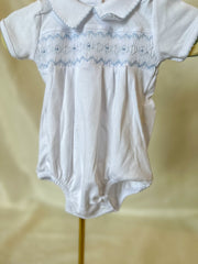 Blue Landon's Classics Smocked Short Sleeve Bubble