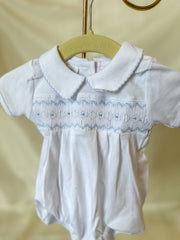 Blue Landon's Classics Smocked Short Sleeve Bubble