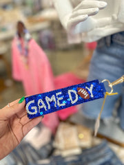 Blue/White Game Day Sequin Key Chain
