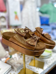 Bronze Darling Double Bow Platform Sandal