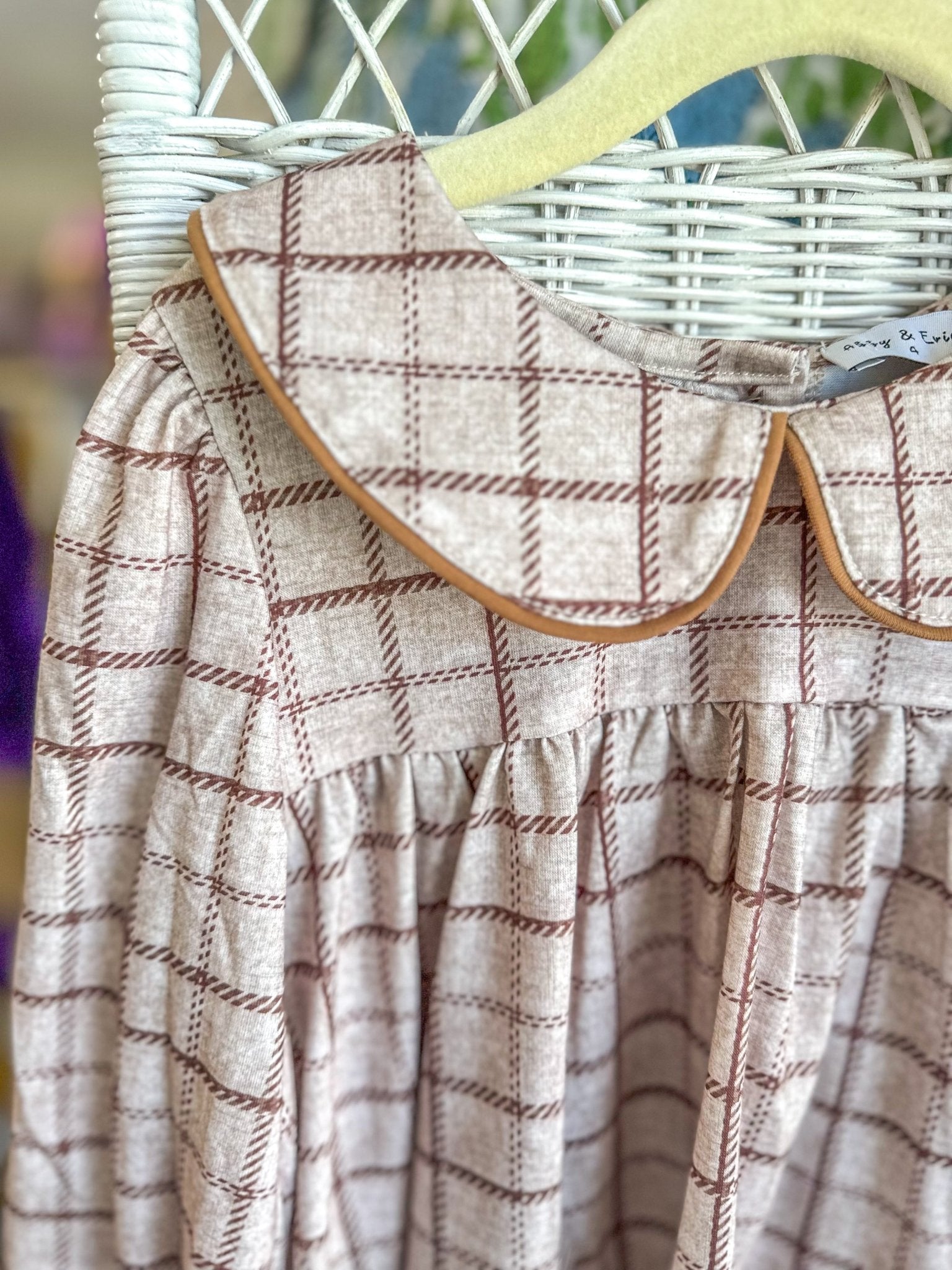 Brown Plaid Pants Set