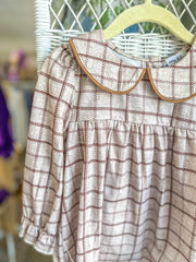 Brown Plaid Pants Set