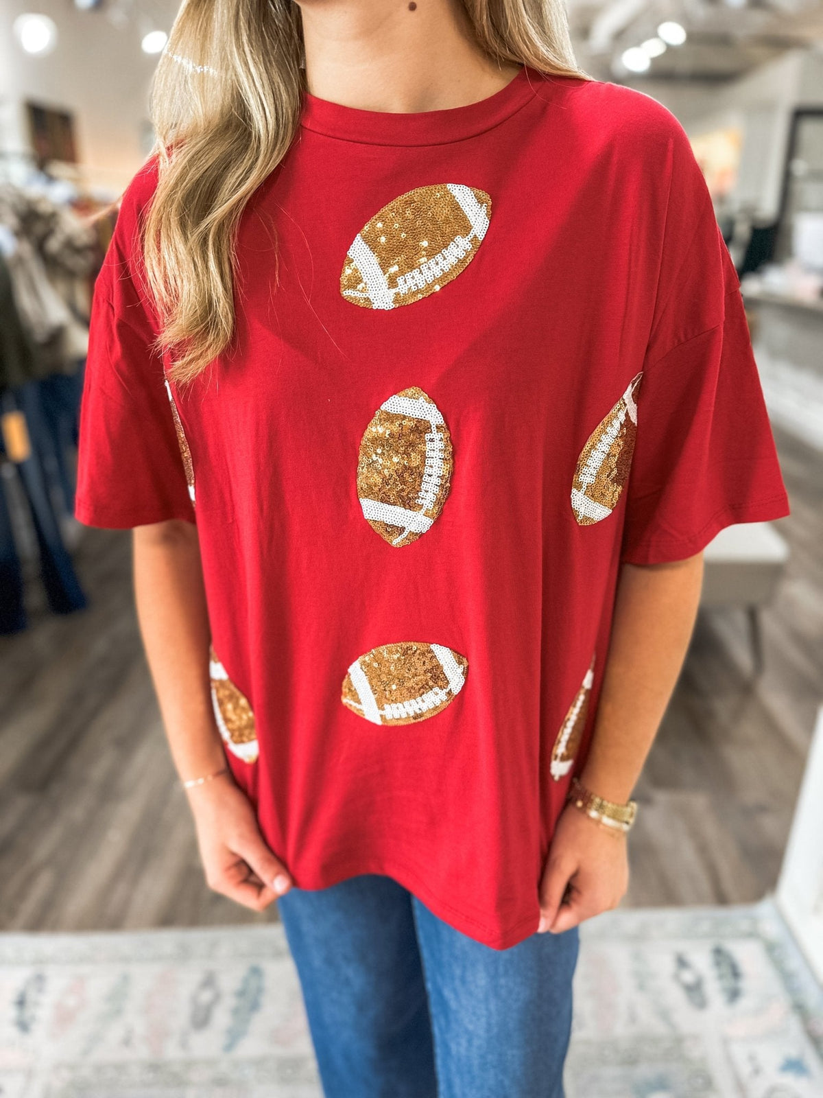 Burgundy Dazzling Football Top