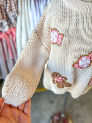 Christmas Gingerbread Man Candy Girls Pullover Sweater