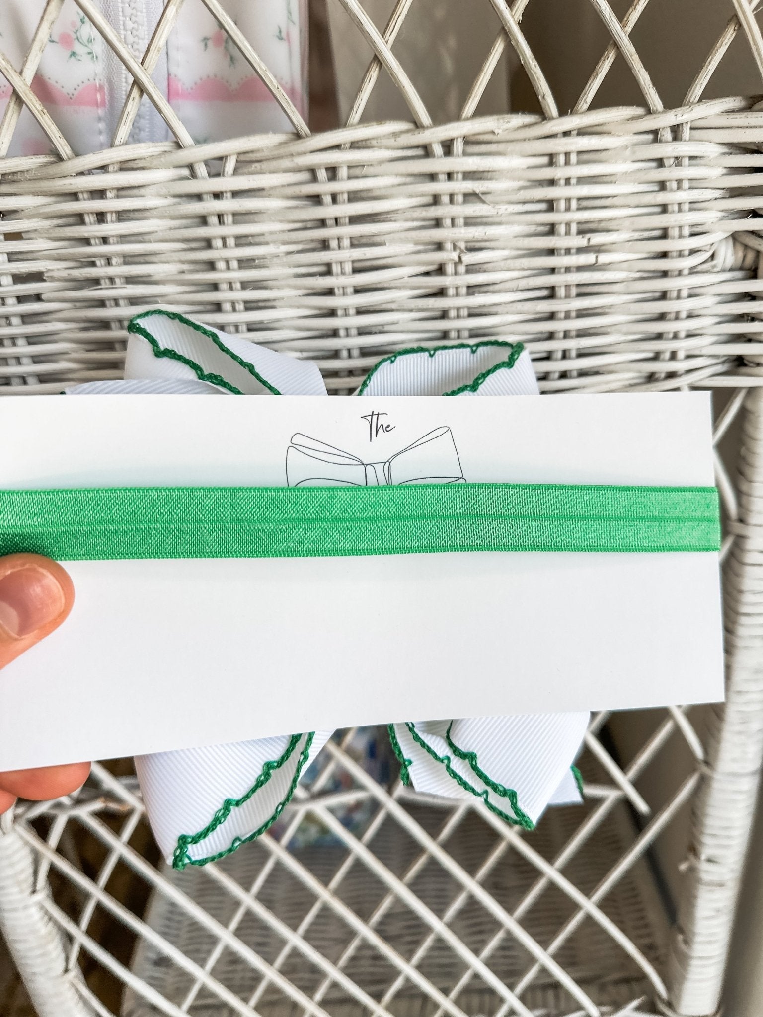Christmas Tree Embroidered Headband Bow