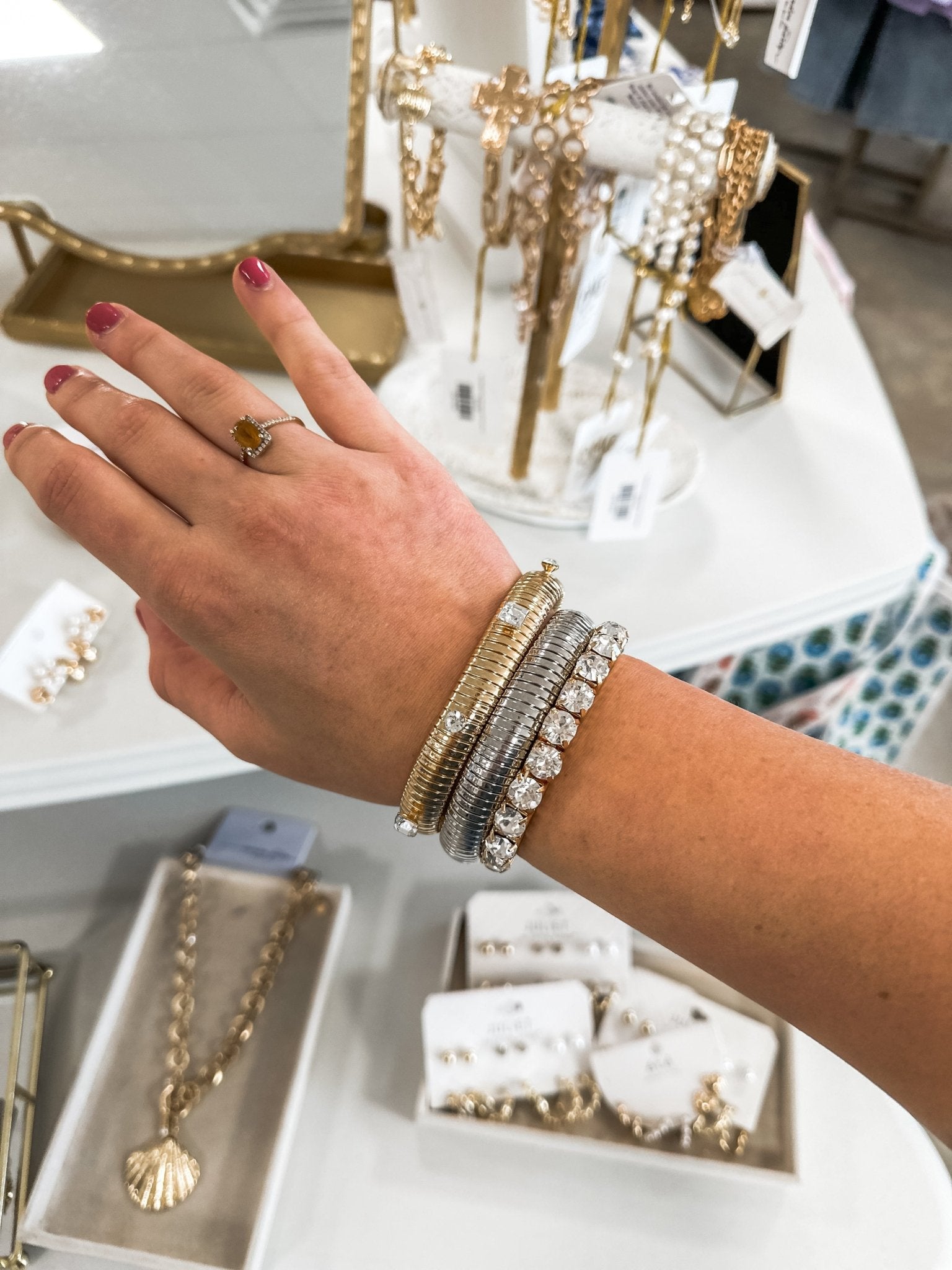 Chunky Gold and Silver Flex Bangles
